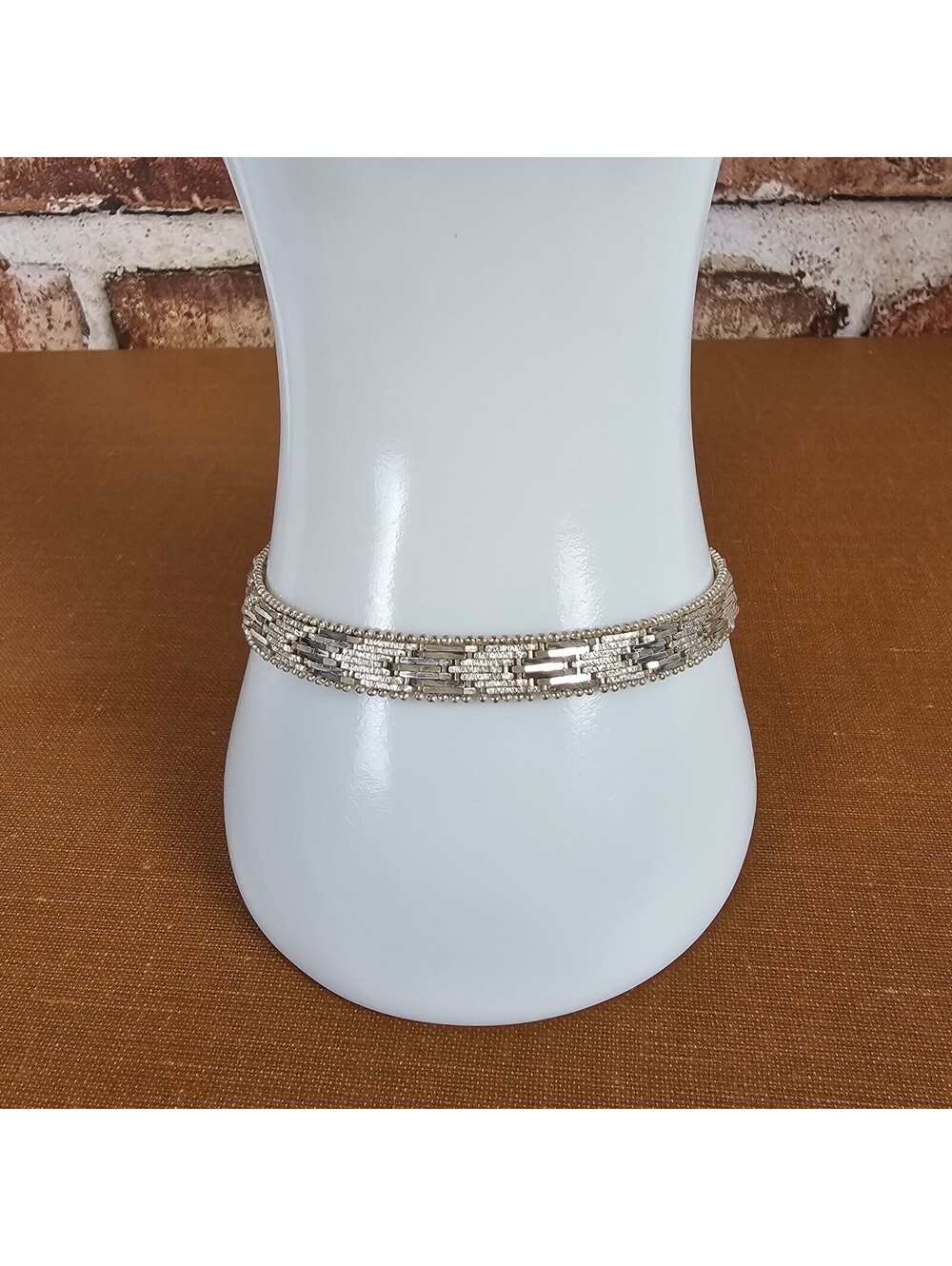 Italy S925 Sterling Silver 7" Woven Link Bracelet 7mm Wide Textured Designer